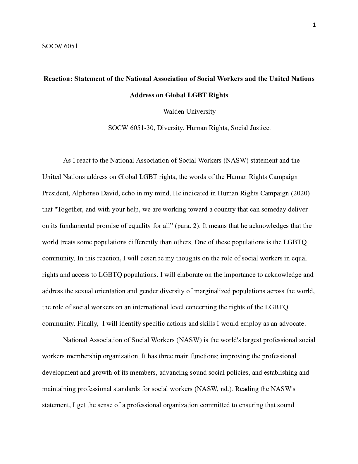 Preview of WK7Assgn2 Address on Global LGBT Rights EXTENTION .docx  SOCW 6051  Reaction: Statement of